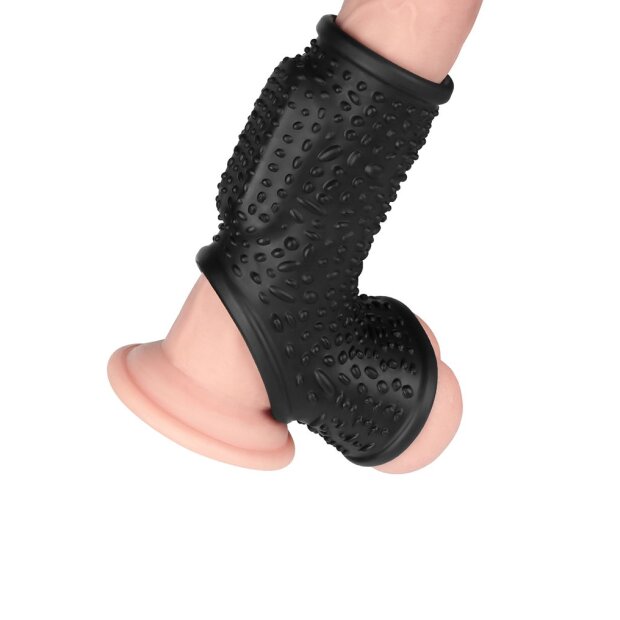 LoveToy Drip Knights Ring Vibrating Penis And Scrotum Sleeve (Ø 2.8 cm) Black