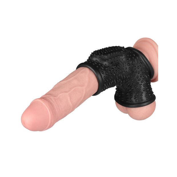LoveToy Drip Knights Ring Vibrating Penis And Scrotum Sleeve (Ø 2.8 cm) Black