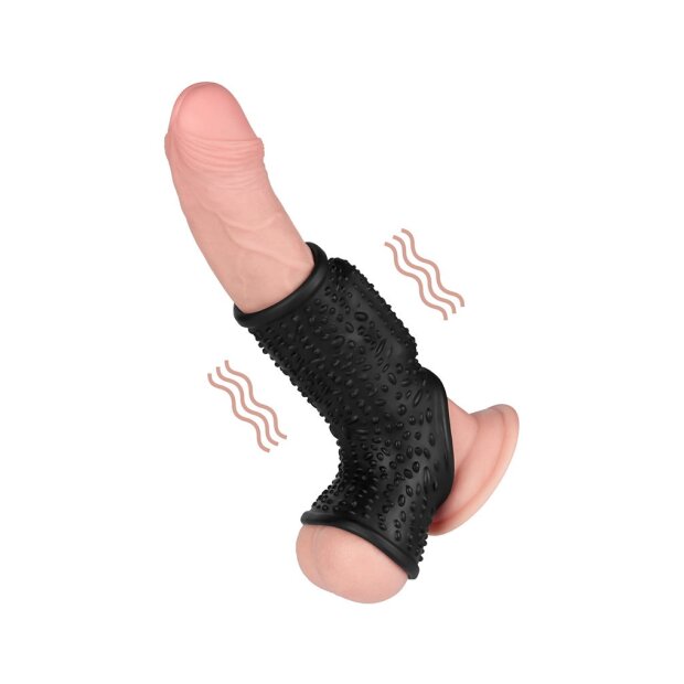 LoveToy Drip Knights Ring Vibrating Penis And Scrotum Sleeve (Ø 2.8 cm) Black