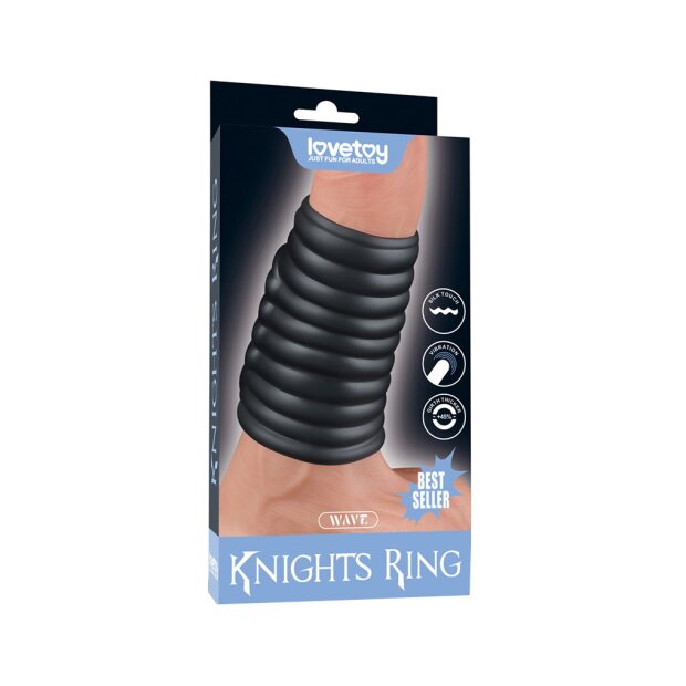 LoveToy Wave Knights Ring Vibrating Penis Sleeve  (Ø 3.7 cm) Black