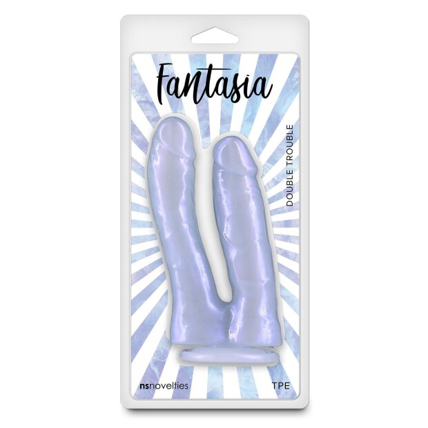 NS Novelties Fantasia Double Trouble Double Godemichet Scintillant Violet 17,4 cm Ø 3,5 cm