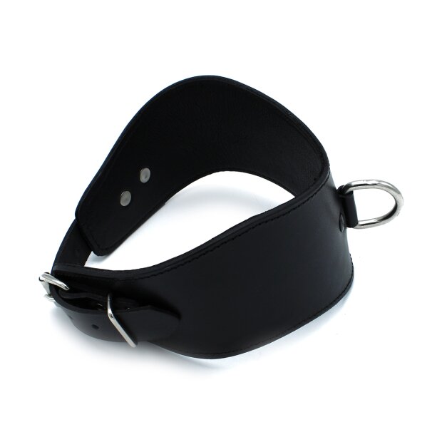 Kiotos Contoured Lederhalsband mit D-Ring Schwarz