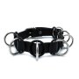 Kiotos Collier en Cuir avec 7 Anneaux Statement Noir