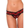Rene Rofe Lingerie Crotchless Lace V-Thong Red S/M - M/L
