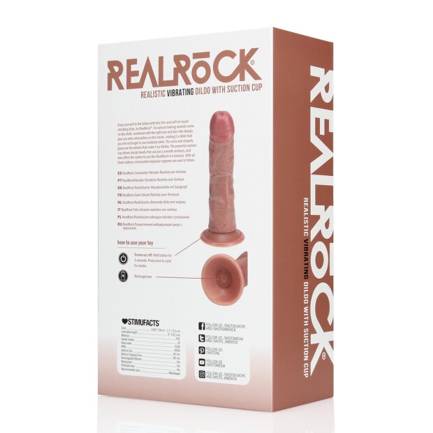 RealRock Vibrating Regular Curved Cock - 6 / 15,5 cm - Tan