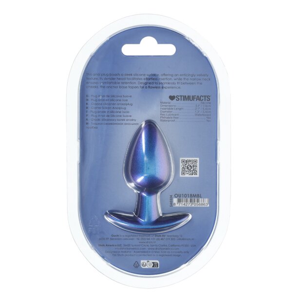 Ouch! Smooth Silicone Anal Plug  Medium 7,9 cm ø 3,1 cm Blau