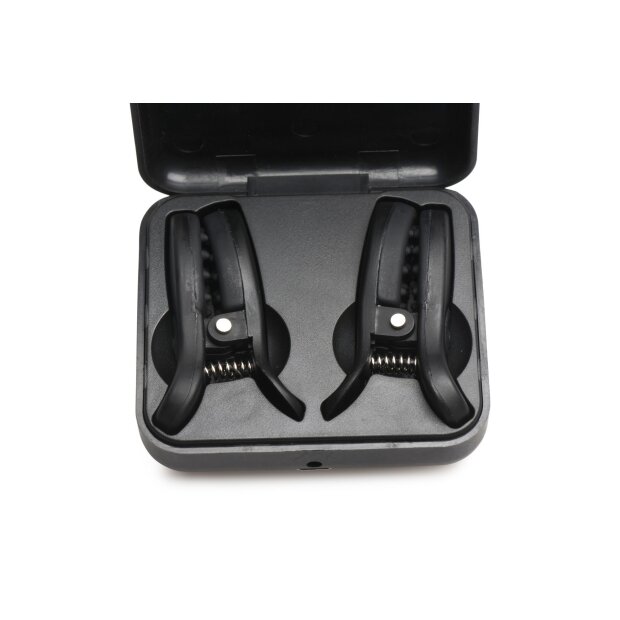 XR Brands Dark Grip Vibrating Nipple Clamps Black