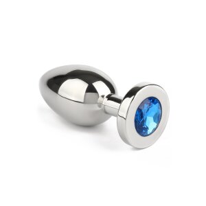 Mr. Steel Jewled Butt Plug Medium Blue 3 cm