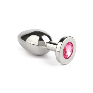 Mr. Steel Jewled Butt Plug Medium Pink 3 cm
