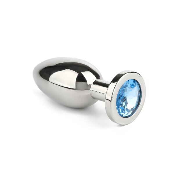 Mr. Steel Jewled Butt Plug Large Aqua 3,8 cm