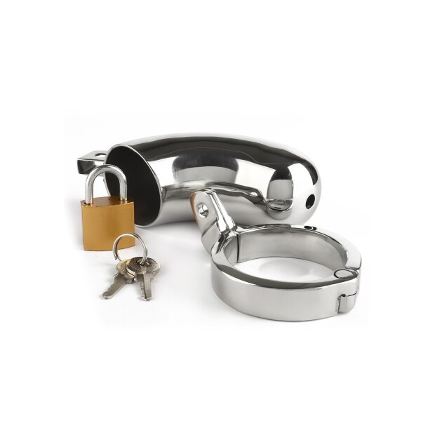 Mr. Steel The Brig Male Chastity Device Silver