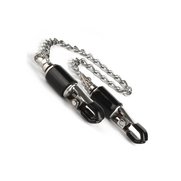 Mr. Steel Barrel Tit Clamps With Chain Silver