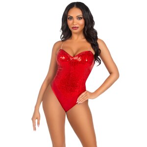 Leg Avenue Sequin Boned Crotch Bodysuit M
