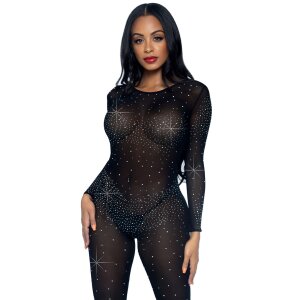 Leg Avenue Sheer Rhinestone Catsuit XS