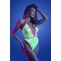 SPOTLIGHT - Contrast Elastic Lace Body with Snap Closure - Neon Green - S/M - Queensize