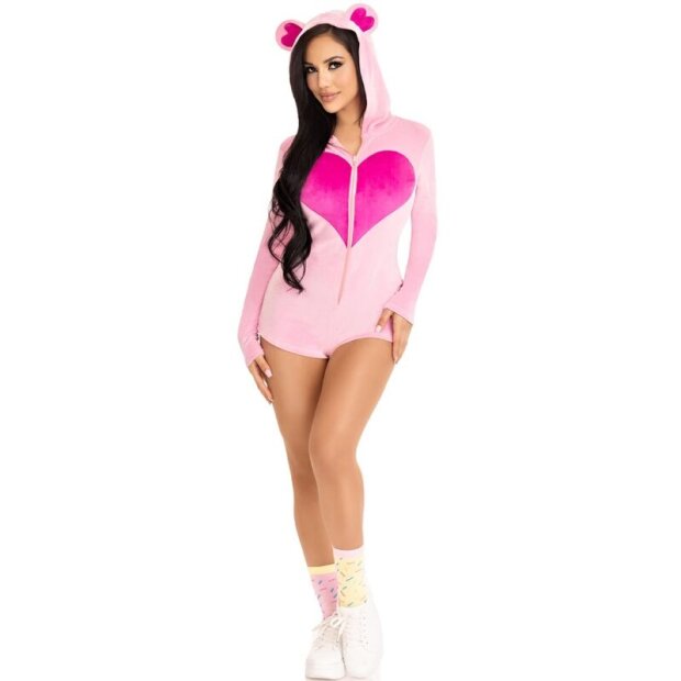 Leg Avenue Costume Teddy Bear Velvet Bodysuit Pink S - M