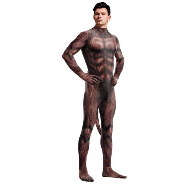 CosplayDogs Werwolf Cosplay-Jumpsuit Braun S -XL