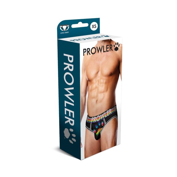 Prowler offener Slip mit Pfoten Emblem in Regenbogenfarben schwarz XS - XXL