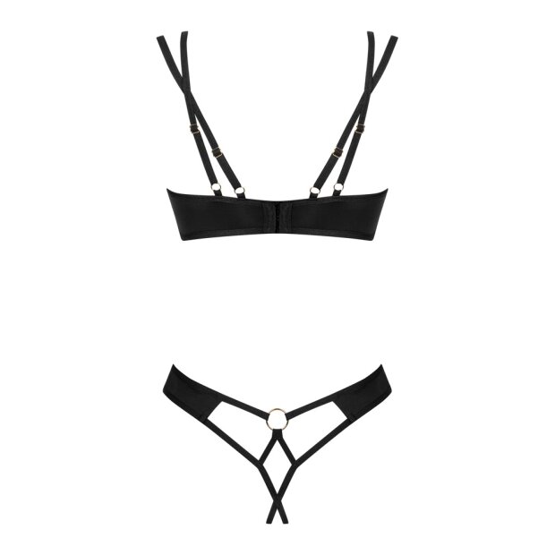 Obsessive Nesari Set BH und Ouvert String schwarz XS/S - XL/XXL