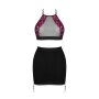 Obsessive Rosenty Set Neckholder-Top & Straps-Minirock rot, schwarz XS/S - XL/XXL