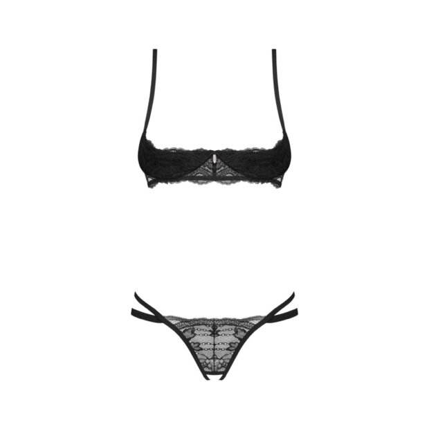 Obsessive Nutris 2-pcs crotchless set Black XS/S - XL/XXL