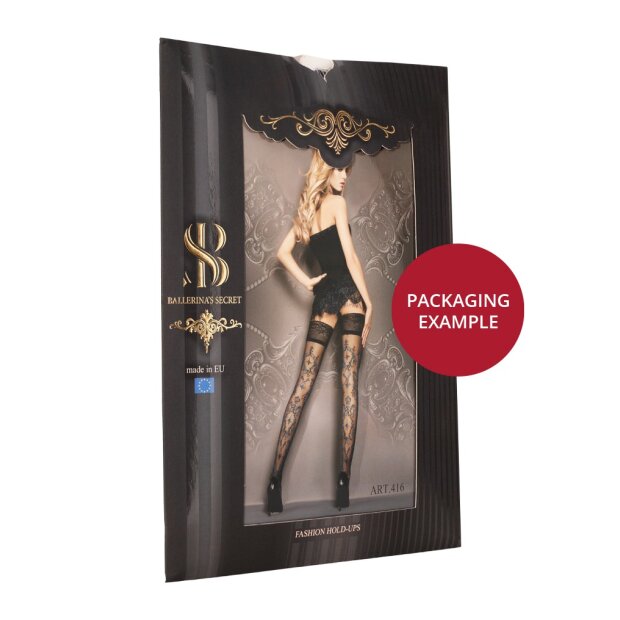Ballerina - Fantasy Hold Ups - Stockings (20 denier) - Black & Blue - S/M - L/XL