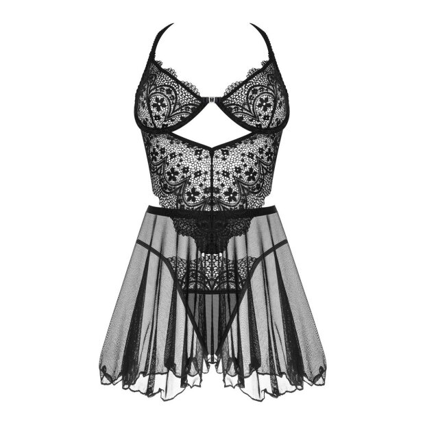 Beauty Night Fashion Dark Mirage chemise & thong black S/M - XXL/3XL