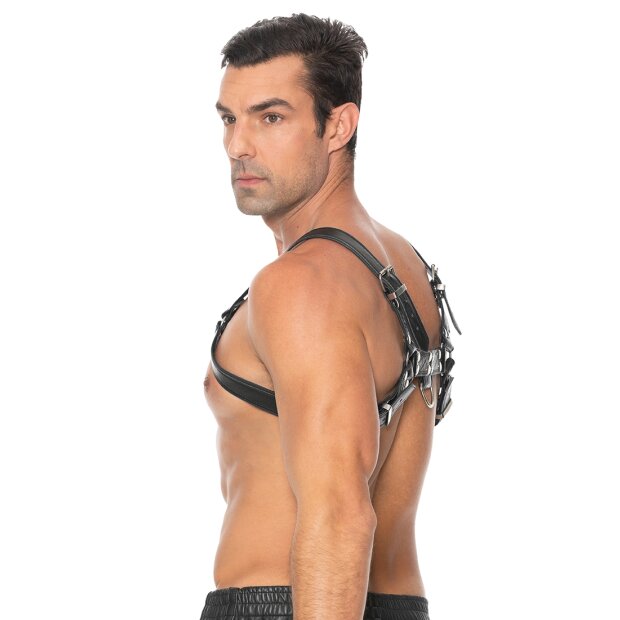 Shots Leder Brustgeschirr schwarz S/M - L/XL