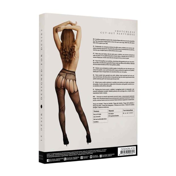 Crotchless Cut-Out Pantyhose Black Onesize - Queensize