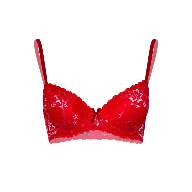 Demi bra with floral lace Red - 75C - 85D
