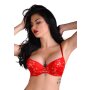 Demi bra with floral lace Red - 75C - 85D