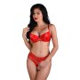 Demi bra with floral lace Red - 75C - 85D