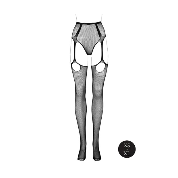 Le Désir Pantie with Attached Stockings Black Onesize - Queensize