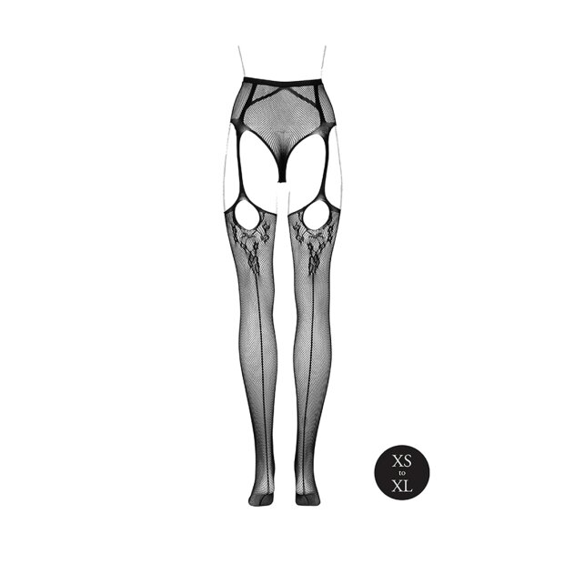 Le Désir Pantie with Attached Stockings Black Onesize - Queensize