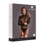 Le Désir Shimmering Open-Back Bodysuit with PU Leather Garters Black/Gold Glitter Onesize - Queensize