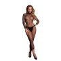Le Désir Long Dress Fishnet Structure and Turtle Neck Black Onesize - Queensize