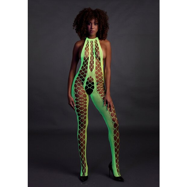 Shots Ouch! UV-Neon Bodystocking grün Onesize - Queensize