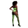 Shots Ouch! UV-Neon Zweiteiler mit Crop Top und Strümpfen grün Onesize - Queensize