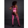 Shots Ouch! UV-Neon Zweiteiler mit Crop Top und Strümpfen pink Onesize - Queensize
