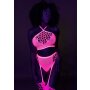 Shots Ouch! UV-Neon Zweiteiler mit Crop Top und Strümpfen pink Onesize - Queensize