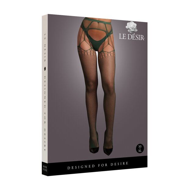 Shredded Suspender Pantyhose Green Onesize - Queensize