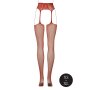 Fishnet and Lace Garterbelt Stockings Red  Onesize - Queensize