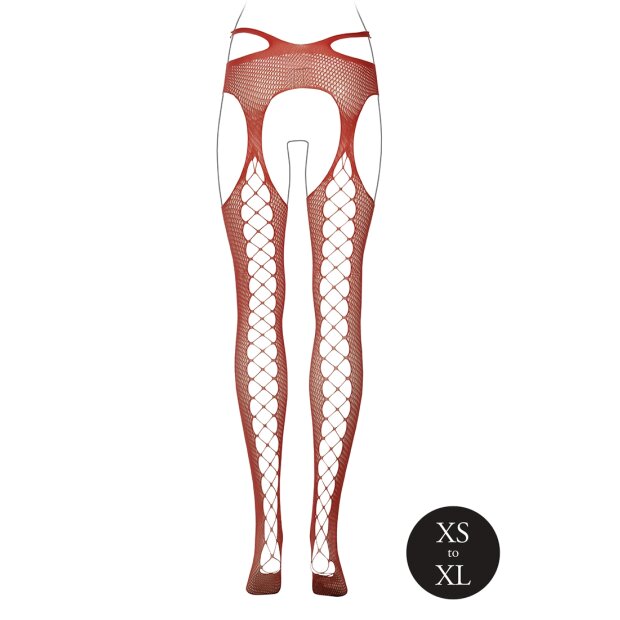 Suspender Pantyhose with Strappy Waist Red Onesize - Queensize
