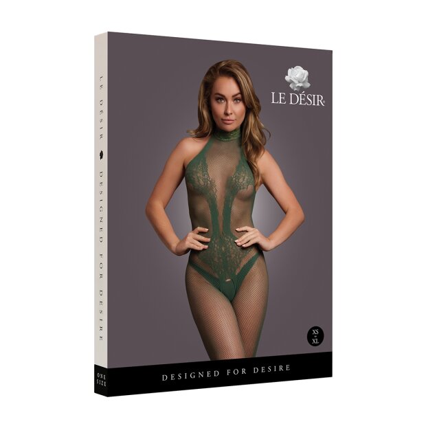 Fishnet and Lace Bodystocking Green Onesize - Queensize