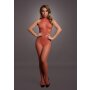 Fishnet and Lace Bodystocking Red Onesize - Queensize