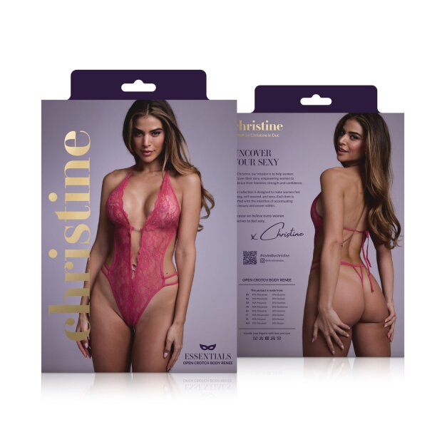 Christine Lace open crotch body Renee- pink - S/M - L/XL