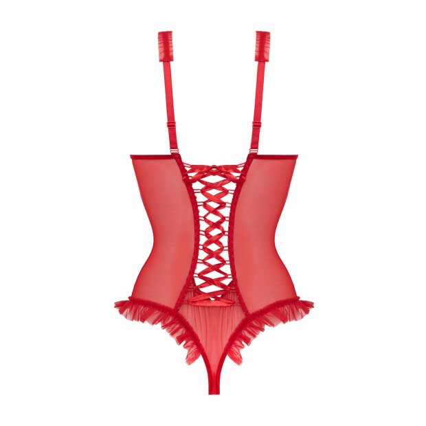 Christine Wetlook Body with open crotch/cups Mistique red S/M - L/XL