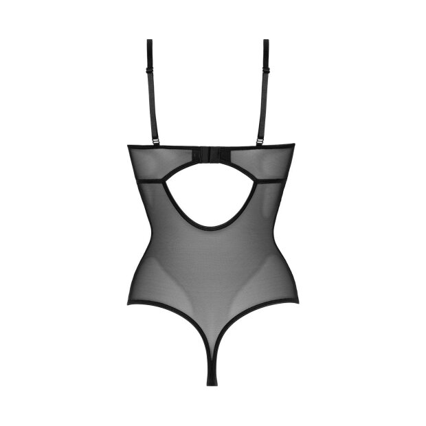 Christine Open crotch Wetlook-body Vesper - black S/M - XXL