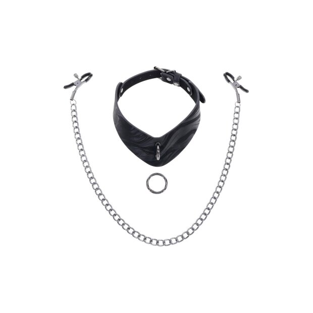 Sportsheets Velvet Noir Collar & Removable Clamps