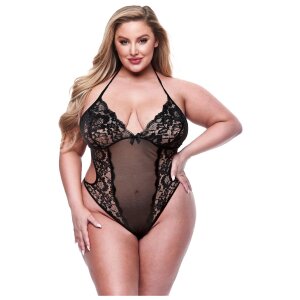 Baci Teddy aus Spitze und Netzstoff Schwarz Queen Size